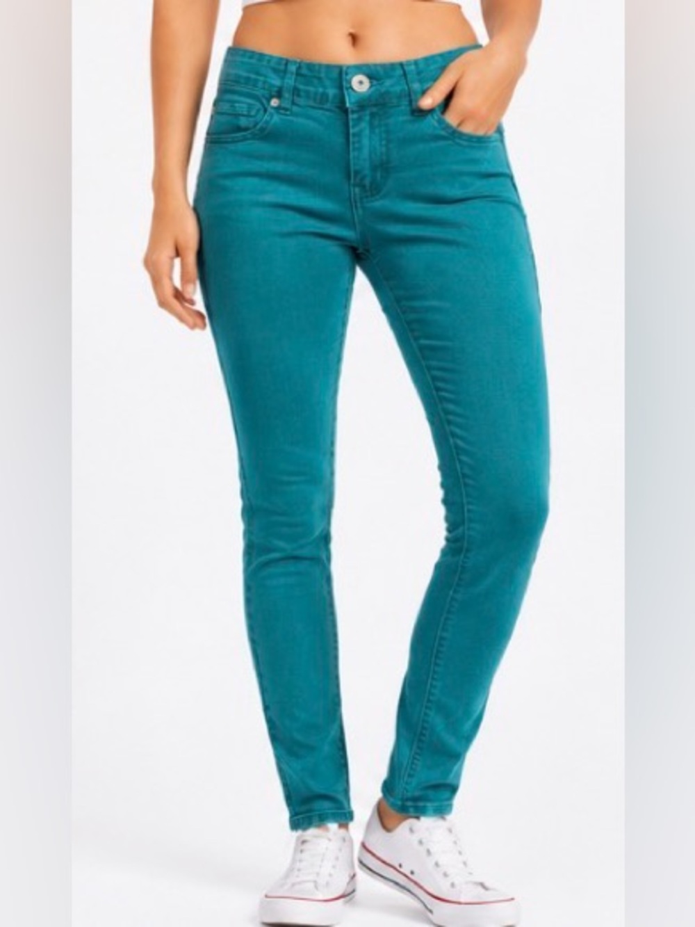 YMI Teal Skinny Pants Size Small Stretch Color Denim